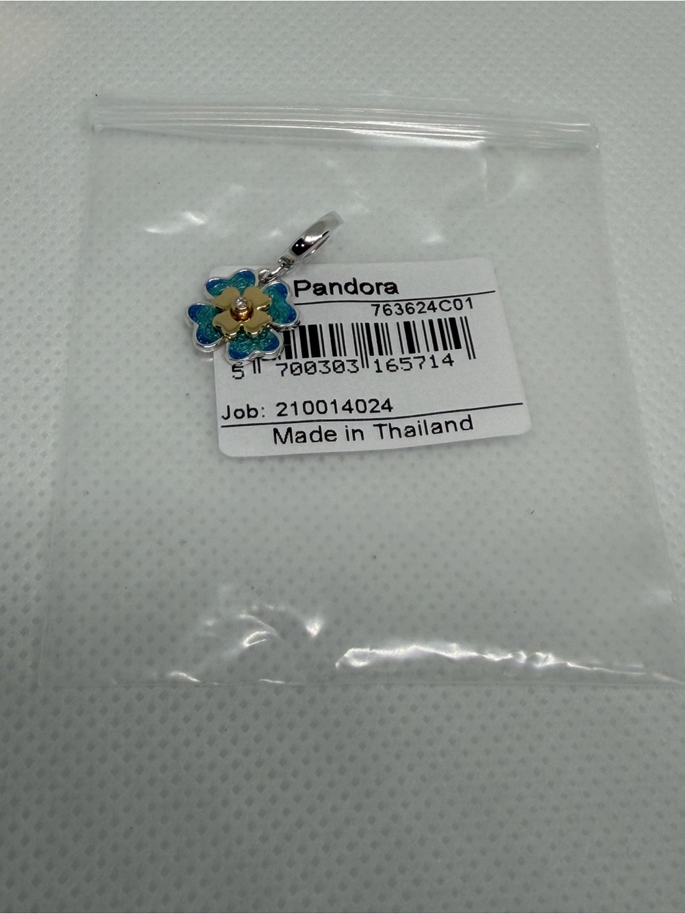 Pandora 763624C01 Four Leaf Clover with Lab Grown Center Diamond